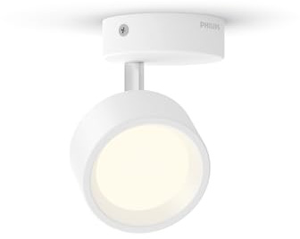 Philips Bracia 1-er LED Spot (5,5 W), einflammiger Wandspot mit warmweißem Licht, energiesparende Raumbeleuchtung mit langer Nutzlebensdauer, weiß