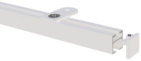 Gardineum - 4.00 m (2 x 2.00 m + Verbinder) - eckige 20 x 20 Innenlaufschiene, mit Deckenträger, weiß