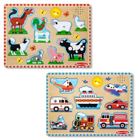 Melissa & Doug Sound Puzzle Bundle – Bauernhoftiere und Fahrzeuge