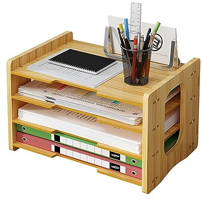Schreibtisch Organizer Holz, A4 Briefablage, Dokumentenablage, Briefkorb | Briefablage Papierablage, Papier-Briefablage, Schreibtisch-Aktenhalter, Ordentlicher Organizer für Heimbürobedarf