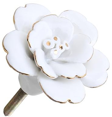 Angoily 3 Stück Eleganter Keramikknopf Für Schrank Weißer Türgriff Blumendesign Sorgfältige Verarbeitung Für Küchenbeschläge