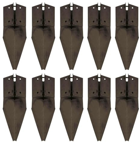 10 x Fence Repair Post Holder 75mm posts Support Drive Down Spike Clamp Grip Brown for 75mm x 75mm (3) posts, Eliza Tinsley Swiftpost, Pack of 10
