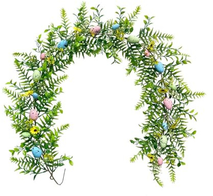 MagiDeal 1.6 M Ghirlanda Pasquale, Ghirlande Artificiali Di Pasqua Decorazione Pasquale Ghirlanda Di Fiori Di Pasqua per Pareti, Caminetti, Scale, Ringhiere, Alberi, Porte, senza carota