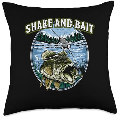 Shake and Bait Fishing Lakes Fisherman Lagoon Hunting Hobby Throw Pillow