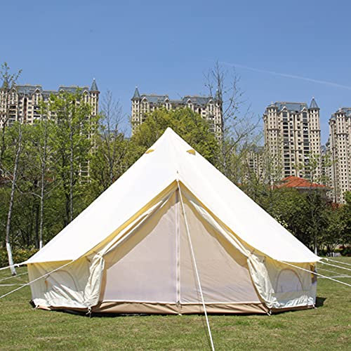 OUZBEM Jurtenzelte Glockenzelt Oxford-Stoff 4-Jahreszeiten-wasserdichtes Pyramidenzelt Familien-Tipi-Campingzelt mit Herdloch für Outdoor-Jagd-Glamping Vision