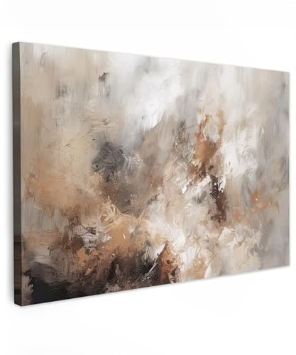 MuchoWow© Leinwandbilder Groß XXL Wall Art Decoration Bilder für die Wand | 120x80 cm - Schlafzimmer Deko Canvas Painting Wanddekoration Wohnzimmer Farbe - Abstrakt - Beige - Kunst