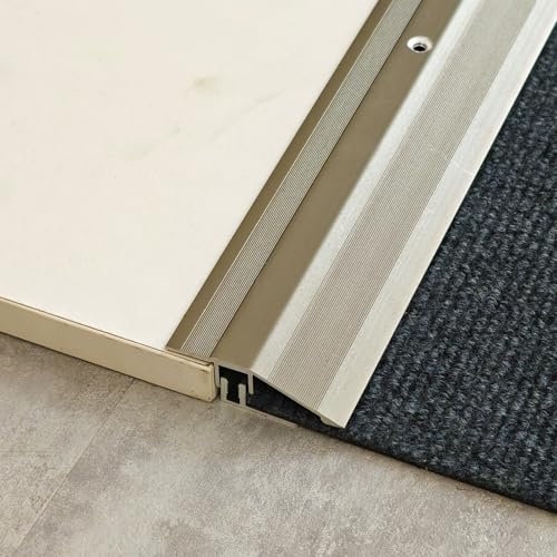 ZZLQIAN Extra robustes Alu Übergangsprofil,Inklusive Basisprofil,BödenÜbergangsschiene Abschluss Anpassungsprofil,90 × 5.5 cm,Rampe Übergangsleiste,Höhenausgleich von 9-16 mm,Abdeckleisten,Türschiene