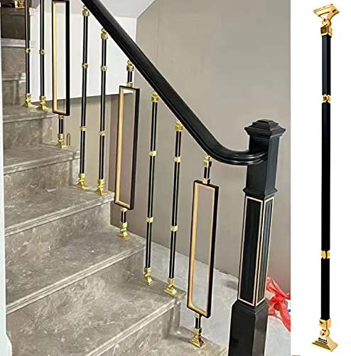 GArcan 95cm Intérieur Extérieur Balustrade Intérieur Broche pour Escalier，Garde-Corps Moderne Deckorators Post/Balustre en Aluminium, 1 2 5 10 Pcs Noir Or Deck Banister Kit, Balcon/Entrée