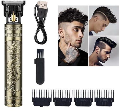 Cortadora de pelo profesional para hombre, T-Blade, afeitadora eléctrica para barba y cabello, máquina eléctrica para el pelo con 4 peines, afeitadora para cabello USB recargable, cortapelos