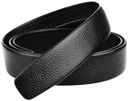 SZYDD Ceinture Automatique en Cuir Véritable pour Homme - Sans Boucle, Ajustable - Noir/Blanc