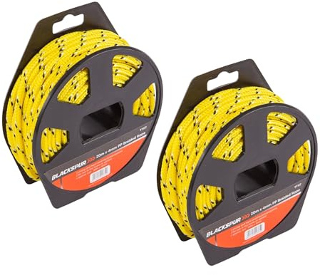 Blackspure Nylon Rope Bundle - 2 x Yellow 20m Polypropylene Rope | Thick Rope for Home & Outdoor Use | Strong Rope with 4mm Thickness