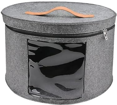 MagiDeal Hutschachtel, Faltbare Hutschachteln mit Deckel, tragbare Hutschachtel mit runder Krempe, Reisehutbehälter für den Kleiderschrank-Organizer im, Grau