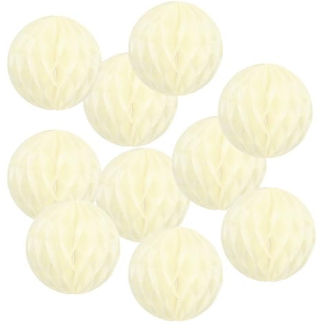 PATIKIL 10 Stück 10 cm Pompons Deko, Tissue Paper, Pom Poms Blumenbälle, Papierblumen, Hängende Papierblumenbälle, Dekoration für Party Hochzeit Hintergrund Deko Geburtstag, Beige
