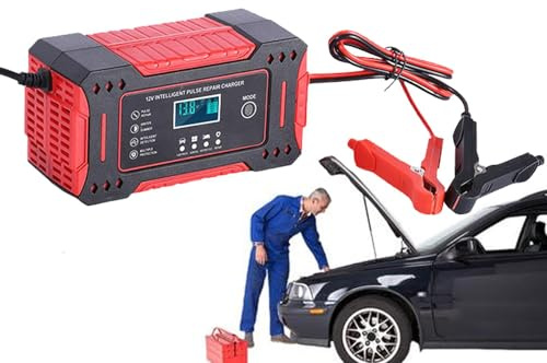 Cargador para batería de coche, cargador de batería de moto, portátil, 12 V, 6 A, dispositivo de conservación de batería, dessulfatador de batería para coche, moto, camión