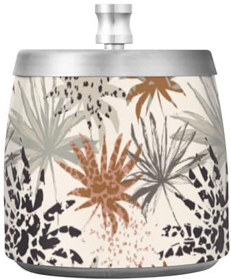 Cendrier à cigares en acier inoxydable avec couvercle pour la maison, le bureau, l'intérieur et l'extérieur, ensemble unique de cendriers sans fumée ou décoration de jardin feuilles de palmier