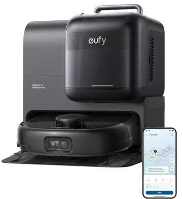 eufy Omni E28 HydroJet Saugroboter mit Wischfunktion, tragbarer Tiefenreiniger, 20.000Pa Turbo-Saugkraft, DuroSpiral Entwirrbürsten, CornerRover Arm für Ecken, All-in-One-Station, für Tiere & Kinder.