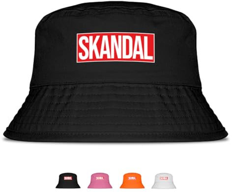 Prozente Momente Skandal - Lustiger Fischerhut – Der perfekte Sonnenhut für Herren & Damen – Ideal als Malle-Outfit, Party-Accessoire & Festival-Eimerhut für den Strand | Farbe Schwarz