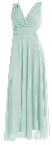 VALORIALUXE Abito Lungo da Cerimonia Donna in Tulle Elasticizzato con Scollo a V – Made in Italy (IT, Testo, L, Regular, Regular, Coccole Bovine)