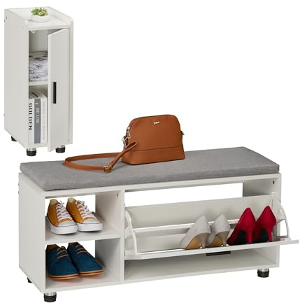 Relaxdays Schuhbank mit Sitzfläche & Schrank, 2er Set, Schuhschrank mit Sitzbank, Stauraum, Flur & Schlafzimmer, Farben | Schuhschrank mit Sitzbank, Stauraum, Flur & Schlafzimmer
