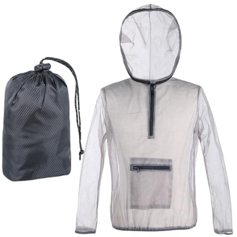 Indumenti Anti Insetti Indumento Esterno Anti Insetti Volanti | Giacca con Cappuccio Mesh Traspirante per Uomo Donna Adulti Escursionismo Pesca All'aperto