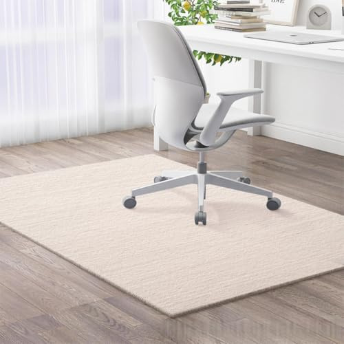 Highdi Alfombrilla para Silla de Oficina, Protector Suelo Silla Ruedas Antideslizante Resistente a los Arañazos, TPE Alfombrilla de Protección para Suelos Duros (Beige,90x150cm)