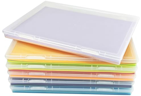 Daxilonyz 6 Pack 8x10 Photo Storage Boxes, Clear Plastic Organizer Bins for Scrapbook Paper, Crafts, Cards, and Photos (6)