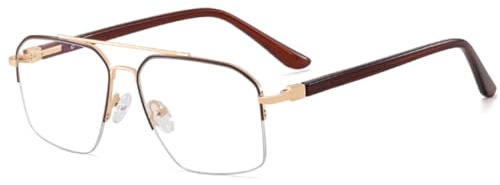 TOIPASTN Fashion Eyeglasses Men Clear Lens Metal Glasses Anti Blue Light Ultralight Cp(brown gold frame)