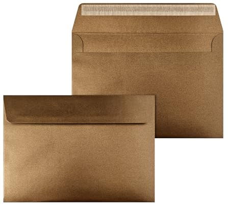 Netuno 20 Briefumschläge Braun Perlmutt DIN C5 16,2x22,9 cm edel und fein | 125g elegantes Perlmuttpapier · große stilvolle Kuverts für Einladung, Weihnachten, Taufe, Kommunion, Konfirmation & Jubiläum