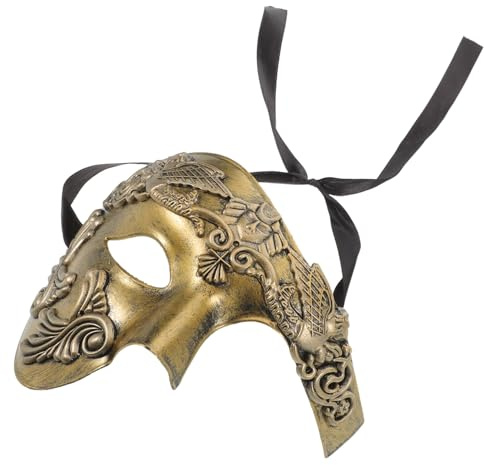 POPETPOP Médiéval Romain Doré Demi-visage pour Homme Vénitien de Soldat Antique Accessoire pour Halloween Bal Masqué et Cosplay Viking