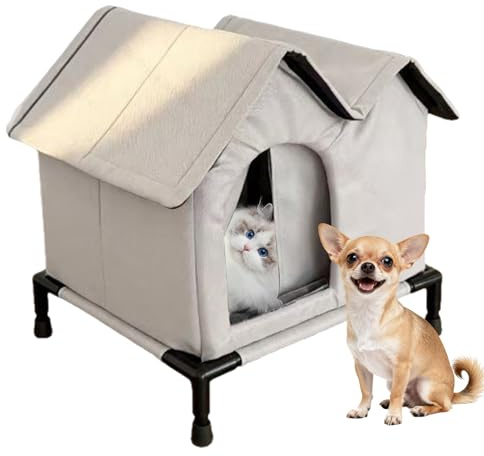 Casa para Gatos Exterior | Cama con Aislamiento Térmico para Mascotas Y,Casa para Gatos Exterior A Prueba De Clima con Base Elevada | para Uso En Jardín Patio Césped Y Jardín Trasero