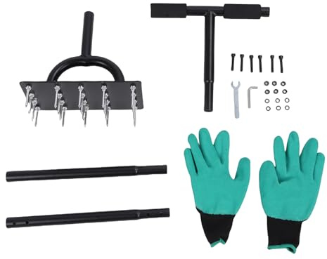 Tissting Aeratore Manuale per Prato con 20 Punte - Aeratore a Spillo con Manico a T da 88 cm per Giardino, Ideale per Compattazione e Drenaggio del Terreno