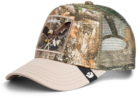 Goorin Bros. Trucker Represent Eagle Cap mit gesticktem Adler-Patch, Camouflage Realtree Edge, atmungsaktives Mesh