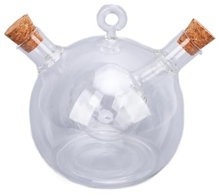 Naroote Botella de Cantidad de Aceite y Vinagre, Dispensador de Aceite y Vinagre 2 en 1, Boca Ancha Multifuncional con 2 Tapones de Madera para Cocina (estilo 1)