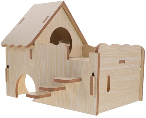 Veemoon Maison en Bois pour Hamster Échelle Ondulée Multifonctionnelle, Jouet D'entraînement pour Petits Animaux, Décoration Habitat Adaptée Divertissement de Votre Animal