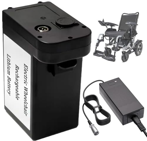 ZXLLAFT Replacement Battery 24V 12Ah Lithium Battery 10Ah 16Ah 19.2Ah 15Ah Rechargeable Batteries 24V Electric Wheelchair Batteries with Charger and Fixing Buckle,24V10Ah GX16 Male