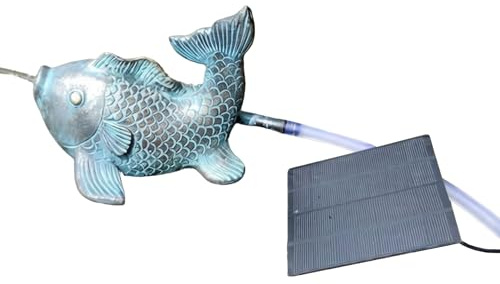 Ngbbby Cracheur d'étang à énergie Solaire, Petite Fontaine d'eau en Forme de Poisson, décor extérieur en résine pour étangs de Jardin (6, 89x6, 30x5, 51 Pouces), cracheur Fontaine