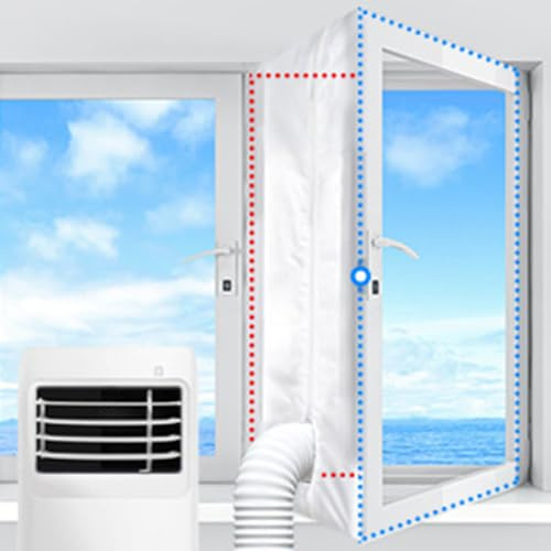 Kit ventana aire acondicionado portatil, Junta de ventana para aire acondicionado móvil, Junta de ventana para acondicionadores de aire móviles con cremallera y cierre adhesivo (300cm)