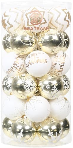 Sea Team 60 mm/2,36 - Juego de Adornos Pintados en Color y Brillantes y Bolas Colgantes para árbol de Navidad, 30 Piezas