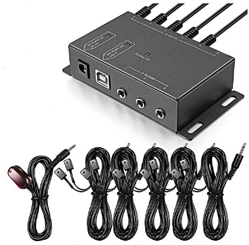Bolongking Sistema de repetidor infrarrojo repetidor IR Sistema Oculto IR Control Remoto infrarrojo Kit Extensor con 1 Receptor 10 emisores Enchufe EU