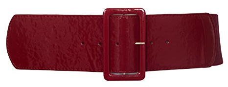 eVogues Women's Wide Patent Leather Fashion Belt Burgundy - One Size Junior