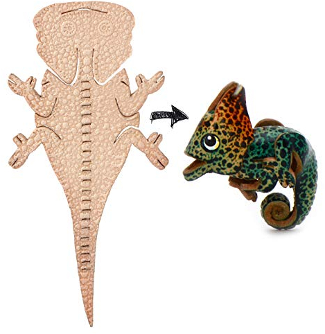 MONKIMAU Chamäleon Figur aus Leder zum Selber Basteln