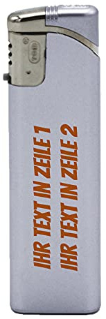 printplanet® - Feuerzeug Set mit eigenem Text Bedrucken - personalisiertes Gasfeuerzeug-Set mit Wunschtext - 5 Stück - Silber