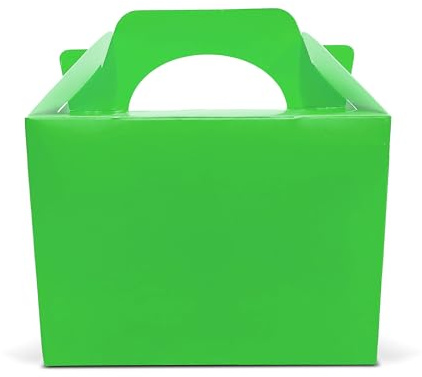 Lotus 15 x Children/Kids Plain Coloured Party Boxes Carry Food Meal Fun Picnic Birthday Wedding Favour/Baby Shower Party Halloween Trick or Treat Box Loot Bag (Neon Green)