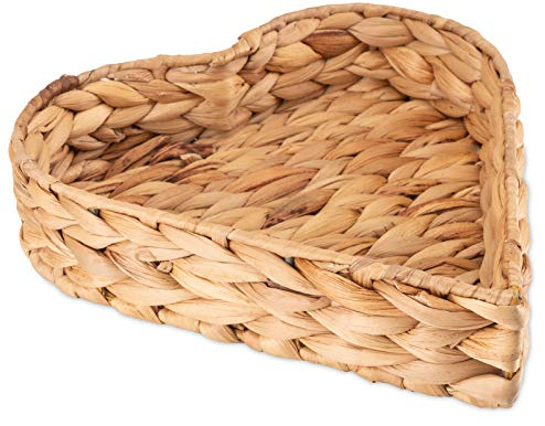 Decorasian Herz Korb Tablett in Herzform geflochten aus Seegras - Wasserhyazinthe 26cm - Herzschale