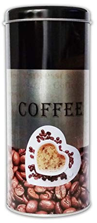 Reinex KAFFEEDOSE Herztasse 18cm Metall Ø8cm Kaffeepaddose Kaffee Paddose Blechdose 01