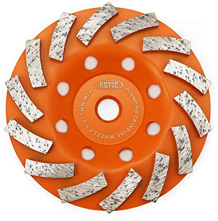 Schleifscheiben für Beton und Mauerwerk, BGTEC 1 Stück 115 mm 14 Turbo Diamantsegmente Diamantschleifscheibe mit M14 Dorn