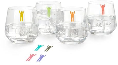 Balvi Segna Bicchieri Sticky Men Colore Assortiti Marcatori per differenziare calici di Vino Silicone