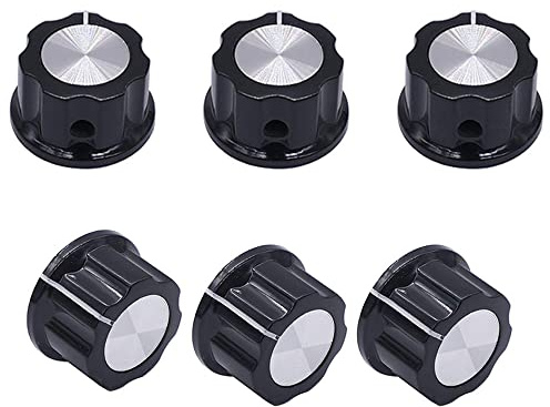 CENPEK Drehknöpfe für Potentiometerschalter mit 6,4 mm Durchmesser, 3590s Potentiometer, Durchmesser oben: 23 mm, Schwarz, A03-6,4 mm, 6 Stück