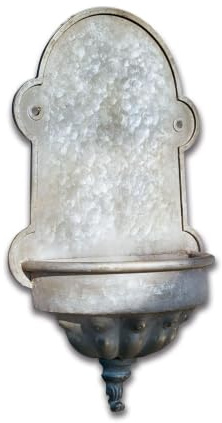 Loberon Pflanzbrunnen Millieur, französischer Antik-Charme, einfache Wandbefestigung, Gartendekoration, Gartenzubehör, Outdoor, Eisen, antikgrau