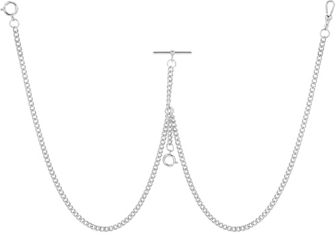 Alwesam Pocket Watch Chain Albert T-Bar Chain Antique T Shaped Hanging Watch Chain 14 Inch Single Link Vest Belt